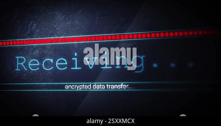 Image of loading bar and data processing over black background Stock Photo