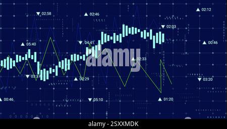 Image of data processing over diagram Stock Photo