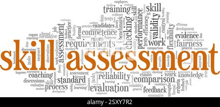 Skill Assessment vector illustration word cloud isolated on a white background. Stock Vector