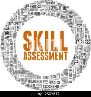 Skill Assessment vector illustration word cloud isolated on a white background. Stock Vector