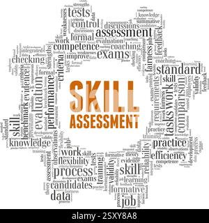 Skill Assessment vector illustration word cloud isolated on a white background. Stock Vector