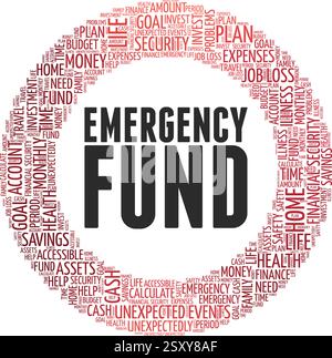 Emergency Fund vector illustration word cloud isolated on a white ...