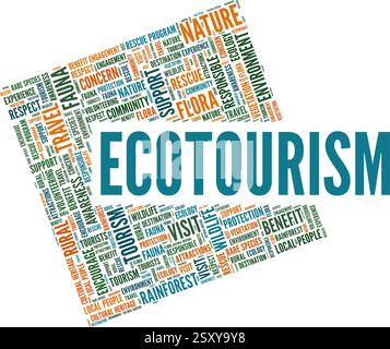 Ecotourism vector illustration word cloud isolated on a white background. Stock Vector
