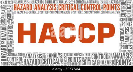 HACCP - Hazard Analysis Critical Control Points vector illustration word cloud isolated on a white background. Stock Vector