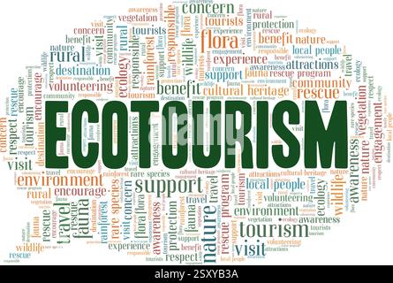 Ecotourism vector illustration word cloud isolated on a white background. Stock Vector