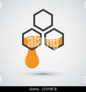 Honeycomb with sweet melting honey logo design honeycraft and beekeeping concept Stock Vector