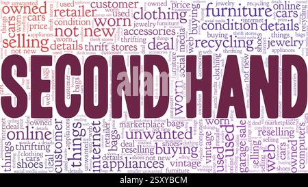 Second Hand vector illustration word cloud isolated on a white background. Stock Vector