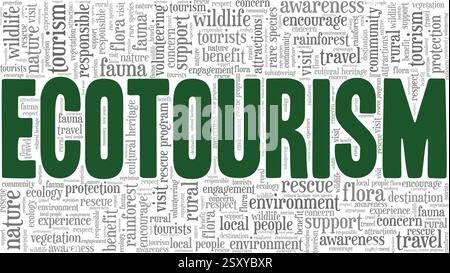 Ecotourism vector illustration word cloud isolated on a white background. Stock Vector