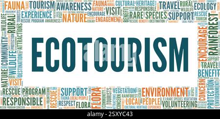 Ecotourism vector illustration word cloud isolated on a white background. Stock Vector