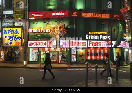 Backlit signage advertising, tokyo, japan Stock Photo