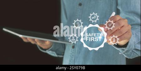 Occupational Safety concepts workplace safety rules and standards first safety rule Stock Photo