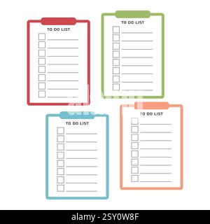 Grid paper with to do list. Checklist vector illustration in flat style. Set of template planners for schedule, agenda, cards, checklists, notebooks Stock Vector