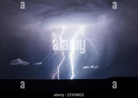 Lightning Storm over Goosenecks State Park, Utah, USA Stock Photo