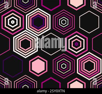 Honeycomb hexagons background. Geometric elements of varied style and color. Large hexagons. Tileable pattern. Seamless background. Stock Vector