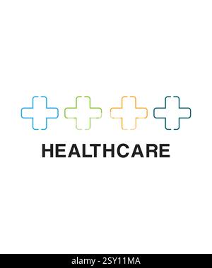 Healthcare cross plus logo design , Healthcare medical cross logo Stock Vector