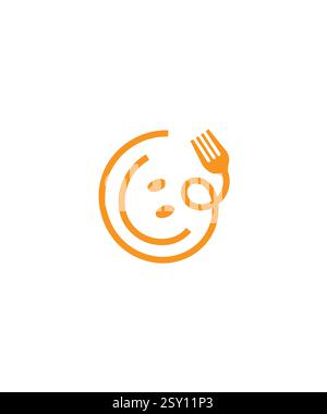 Happy food restaurant logo, smile food restaurant logo Stock Vector