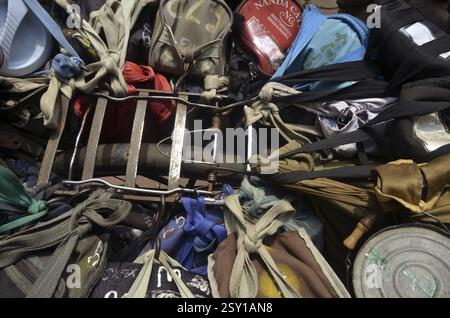 Lunchboxes tied on cycle at mumbai maharashtra India Stock Photo