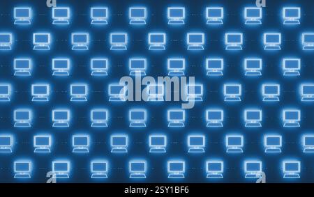 RECORD DATE NOT STATED Close up computer network with desktop PC s. Computer network with desktop PC S. System configuration, IT security, cloud computing, data, transfer, digital connections. 3D illustration img technology050s04 data transfer Stock Photo