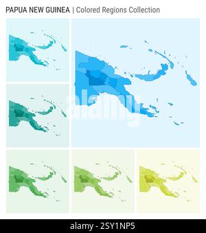 Map of Papua New Guinea green highlighted with neighbor countries Stock ...