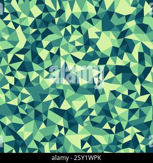 Abstract background with mosaic triangle shapes. Tiny triangles size. Repeatable pattern. Creative vector tiles. Soft Mossy Depths Palette. Stock Vector