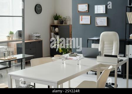 Meeting Room in Empty Office in Black White Design Stock Photo