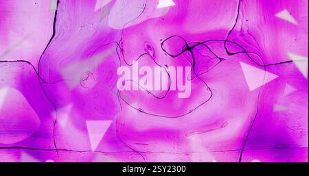 Image of white shapes over purple liquid background Stock Photo