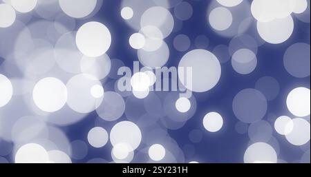 Image of glowing light spots moving over blue background Stock Photo