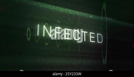 Image of infected text over data processing Stock Photo