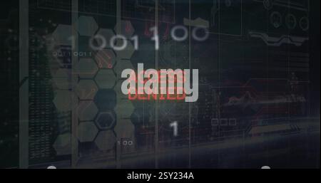 Image of data processing over access denied text Stock Photo