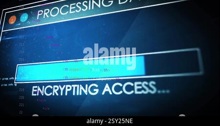Processing data and discovering database, computer code and internet security image Stock Photo