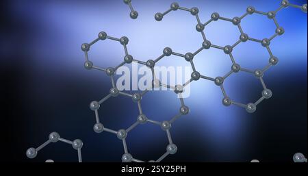 Image of molecules on blue background Stock Photo