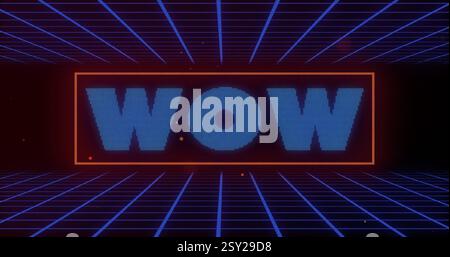 Image of wow text over blue shapes Stock Photo