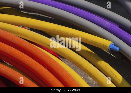 Reliance 4G Network Multi Color PVC Pipes India Asia Stock Photo