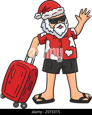 Christmas in July Santa Vacation Cartoon Clipart  Stock Vector