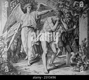Bible Story, Illustration The Expulsion of Adam and Eve from the Garden ...