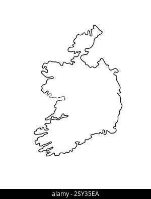 Ireland country map simple hand drawn outline vector illustration, Republic of Ireland blank template for design, educational purposes Stock Vector