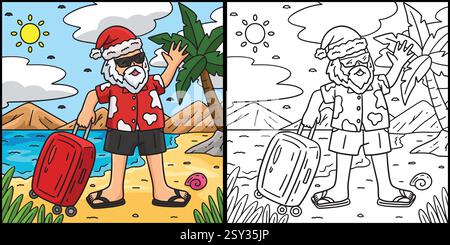 Christmas in July Santa on Vacation Illustration  Stock Vector
