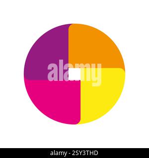 Colorful pie chart. Circular infographic element. Abstract data visualization. Bright graphic symbol. Stock Vector