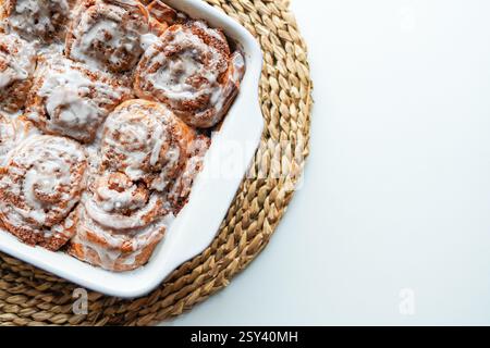 Freshly baked homemade cinnamon rolls Stock Photo