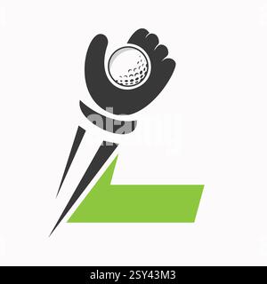 Initial Golf Logo On Letter L Concept With Hand And Golf Ball Symbol Vector And Template Stock Vector