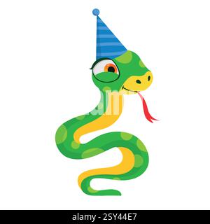 Cute snakes . Chinese New Year symbol. Chinese horoscope zodiac sign. Cartoon vector illustration isolated on white background Stock Vector