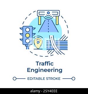 Traffic engineering multi color concept icon Stock Vector