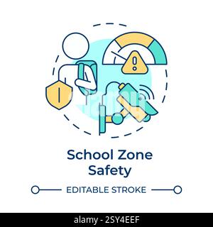 School zone safety multi color concept icon Stock Vector