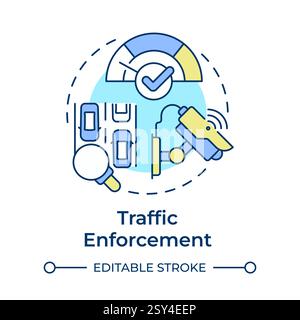 Traffic enforcement multi color concept icon Stock Vector