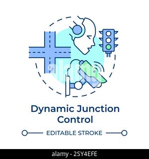 Dynamic junction control multi color concept icon Stock Vector