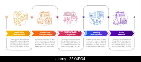 Benefits of traffic management rectangular infographics Stock Vector