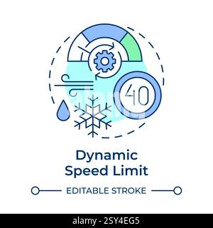Dynamic speed limit multi color concept icon Stock Vector