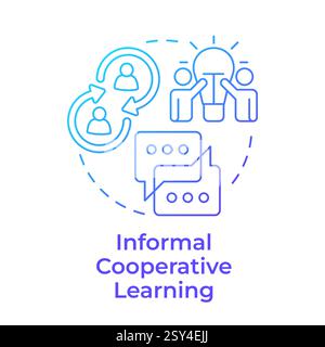Informal cooperative learning blue gradient concept icon Stock Vector