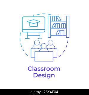 Classroom design blue gradient concept icon Stock Vector