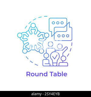 Round table blue gradient concept icon Stock Vector